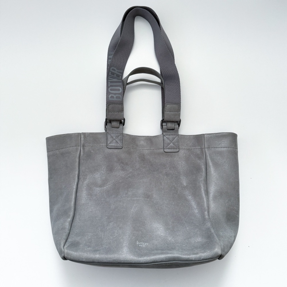 Botkier Bedford Tote Gray Leather Bag With Metallic Silver on the Inside
